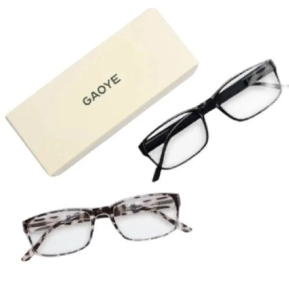 Gaoye +0.75 Reading Glasses Leopard & Black Blue-Light Filter, UV Protection 2pr